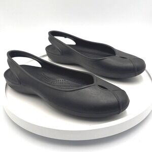Crocs Rio Flat Womens 6 Black Slingback Pointed Toe Cutout‎ Comfort Shoes 18762